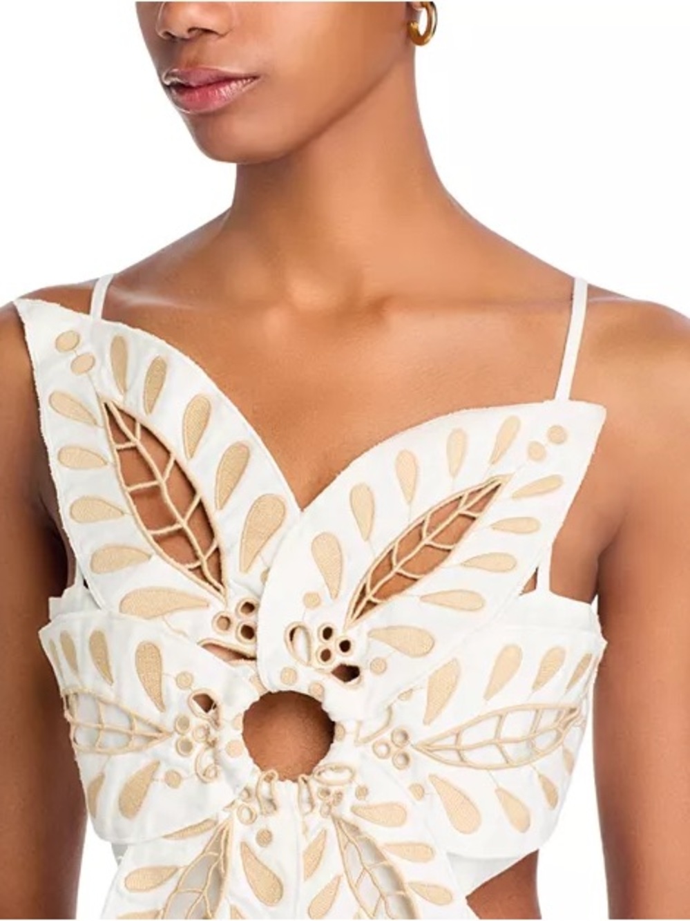 Farm Rio Off-White Flower Richelieu Midi Dress - Picture 3 of 16